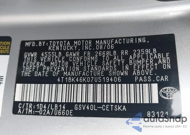 4T1BK46K07U519406: 43754836