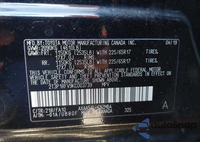 2T3P1RFV9KC003739: 43754865