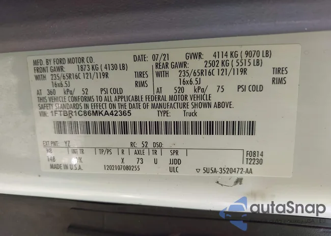 1FTBR1C86MKA42365: 43754885