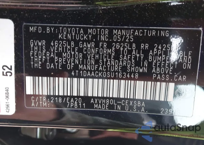 4T1DAACK0SU163448: 43754887