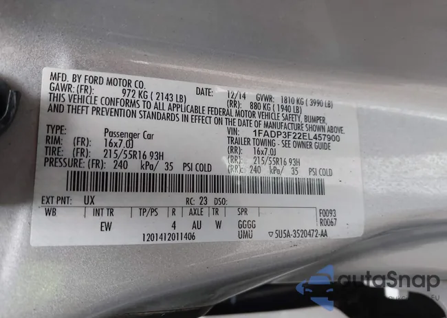 1FADP3F22EL457900: 43756010