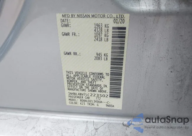 1N4BL4BV7LC223502: 43756051