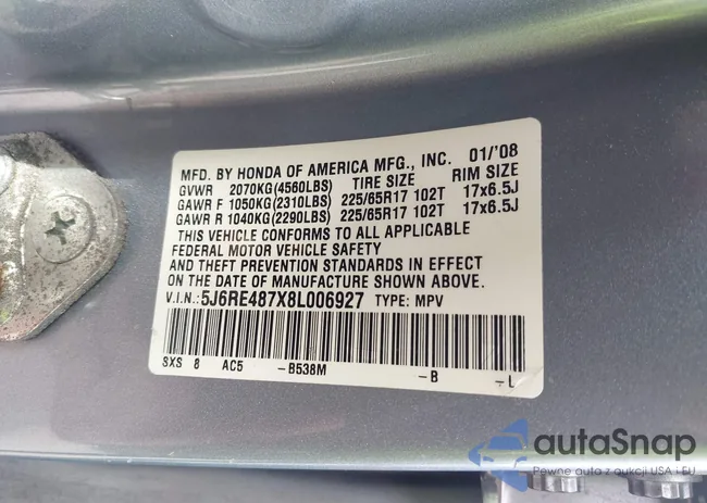 5J6RE487X8L006927: 43756083