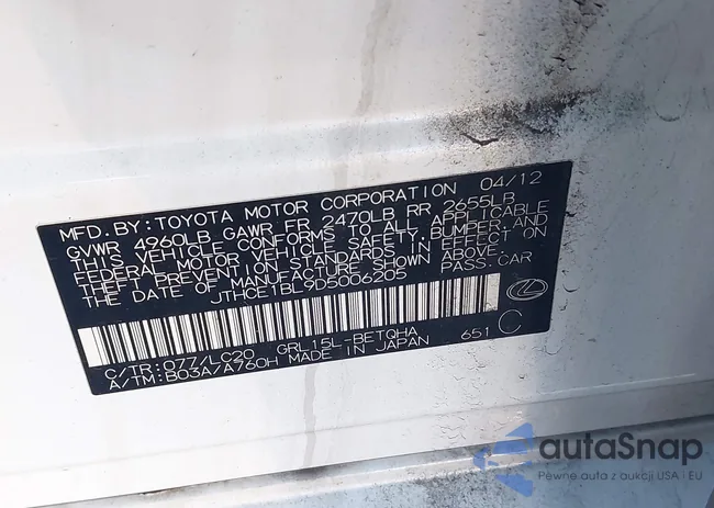 JTHCE1BL9D5006205: 43756089