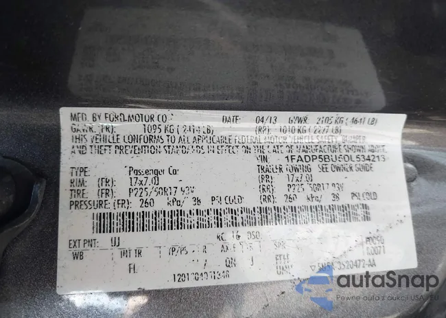 1FADP5BU5DL534213: 43756123