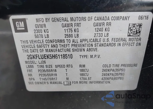 2GKFLUEK5H6118510: 43756230