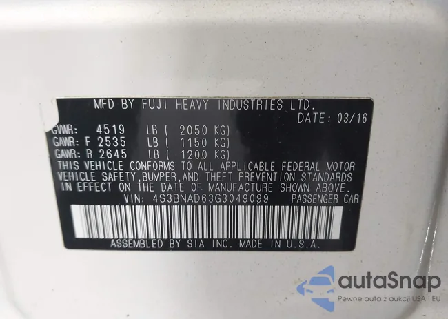 4S3BNAD63G3049099: 43756330