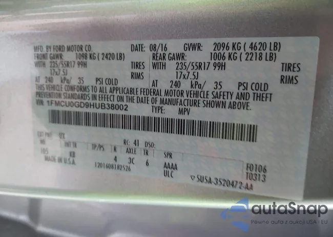 1FMCU0GD9HUB38002: 43756402