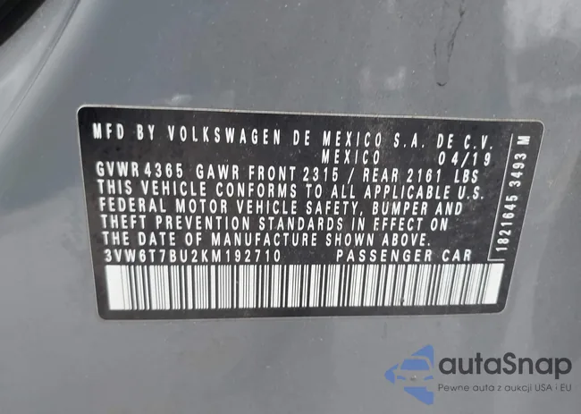 3VW6T7BU2KM192710: 43756466