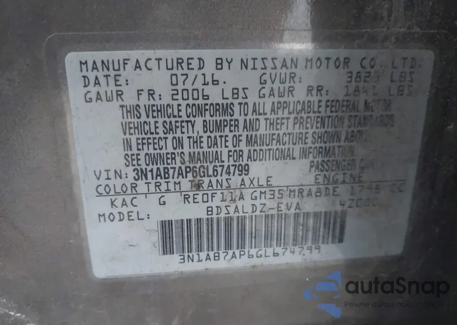 3N1AB7AP6GL674799: 43755678