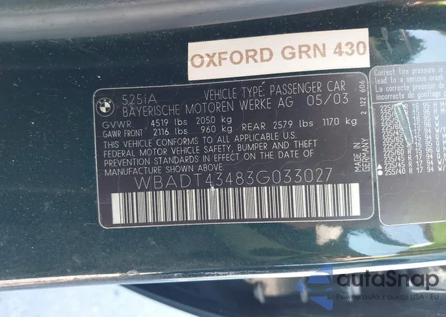 WBADT43483G033027: 43755867