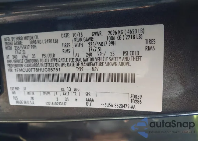 1FMCU0F78HUC05751: 43755933