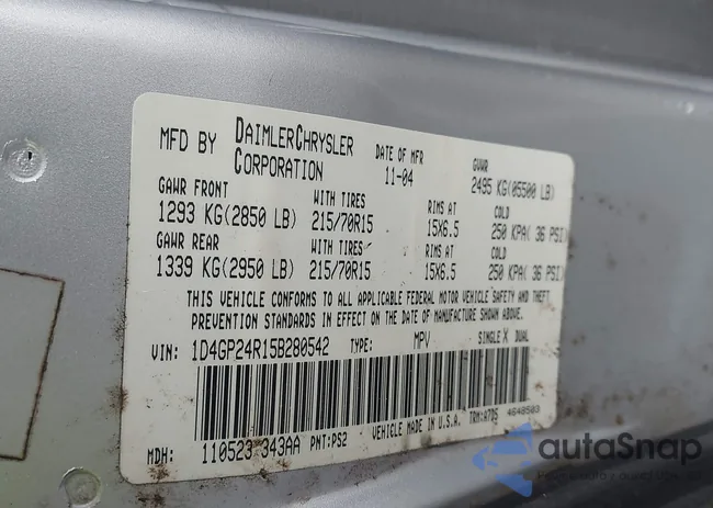 1D4GP24R15B280542: 43755945