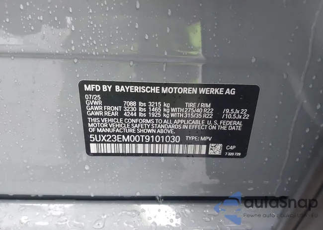 5UX23EM00T9101030: 43757125