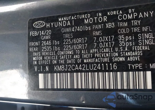 KM8J2CA42LU241116: 43757137