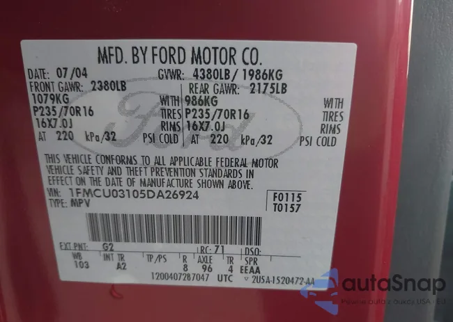 1FMCU03105DA26924: 43757177