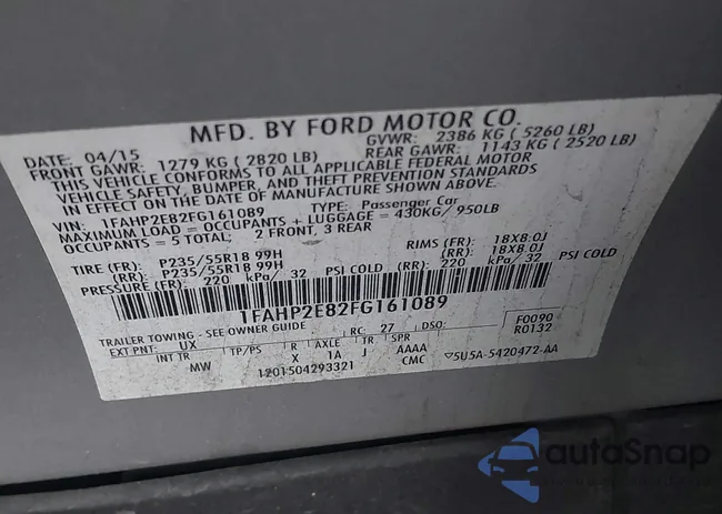 1FAHP2E82FG161089: 43757224