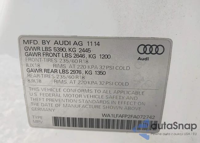 WA1LFAFP2FA072742: 43757316