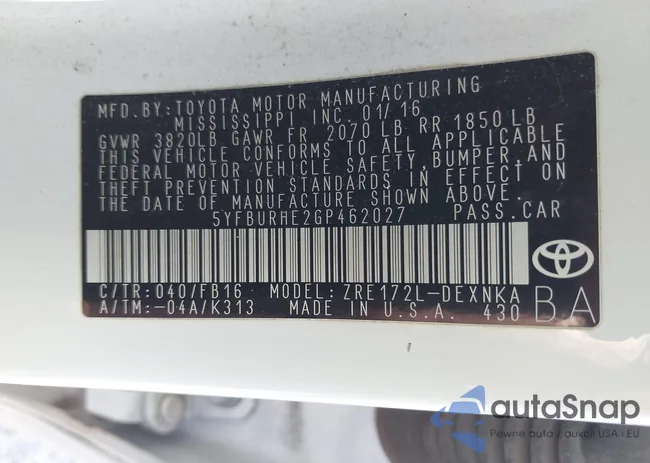 5YFBURHE2GP462027: 43757323