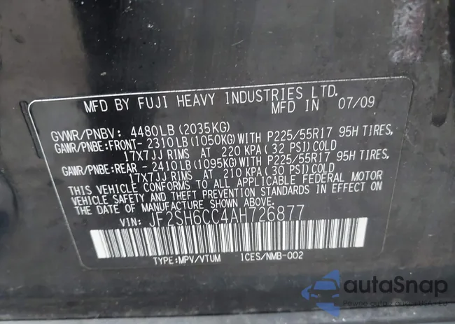 JF2SH6CC4AH726877: 43757337