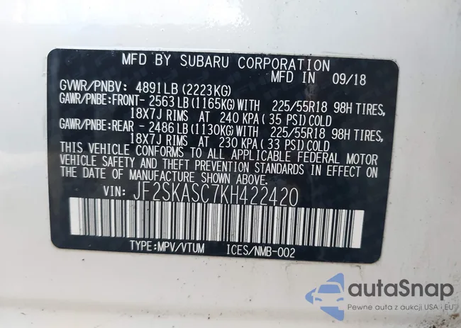 JF2SKASC7KH422420: 43757593