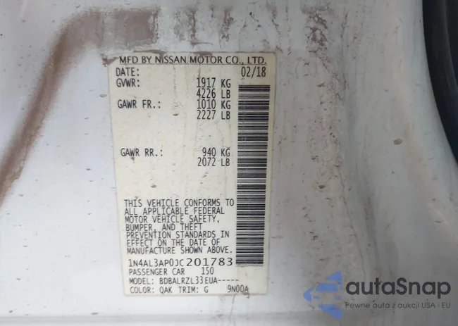 1N4AL3AP0JC201783: 43756611