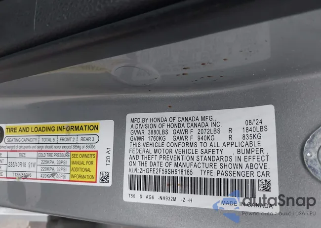 2HGFE2F59SH518165: 43756765