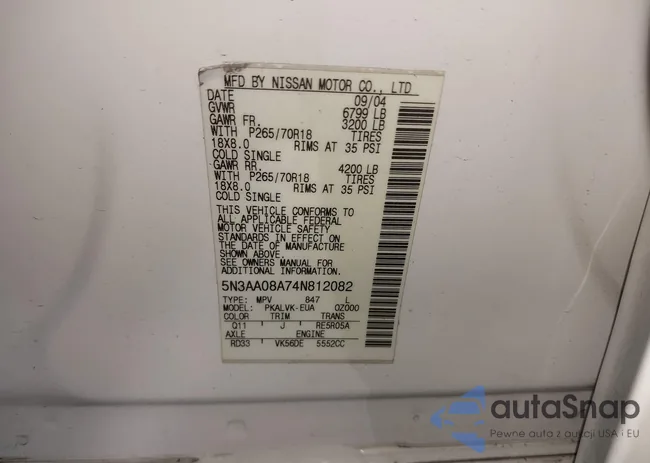 5N3AA08A74N812082: 43756899
