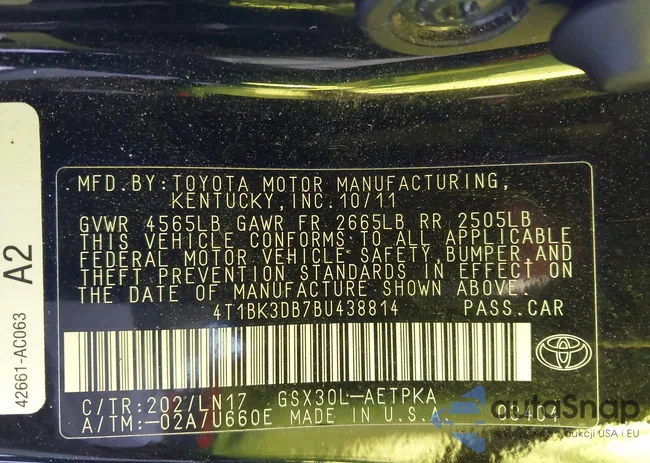 4T1BK3DB7BU438814: 43756936