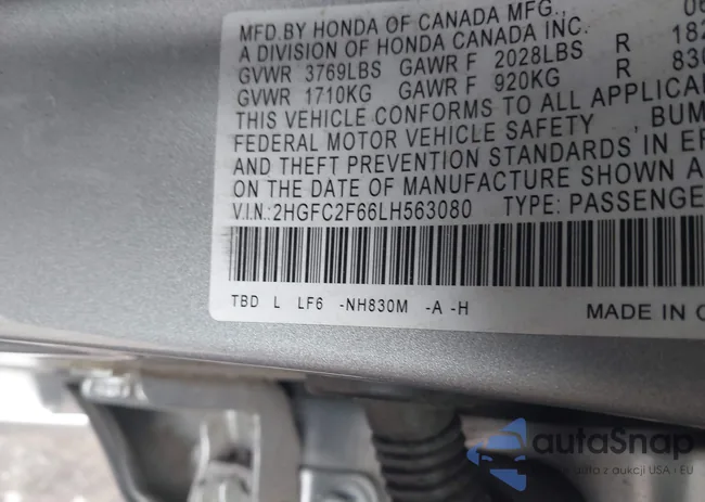 2HGFC2F66LH563080: 43758009