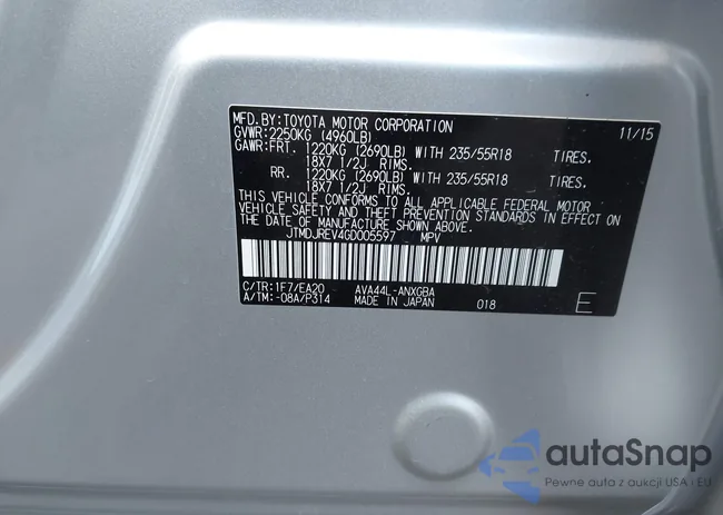 JTMDJREV4GD005597: 43758427