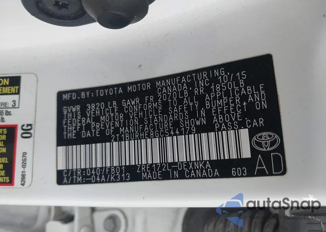 2T1BURHE8GC544179: 43758497