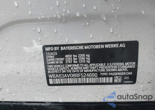 WBA63AV08RFS24690: 43757720