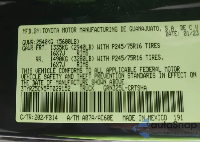 3TYRZ5CN5PT029152: 43757730