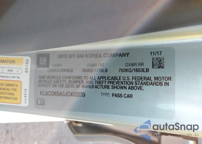 KL8CD6SA0JC432039: 43757815