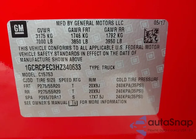 1GCRCPEC3HZ340633: 43757839