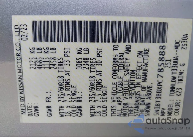 5N1BT3BBXPC785888: 43757926