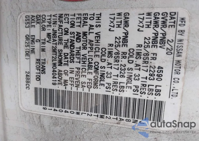 JN8AT2MT2LW040419: 43757976