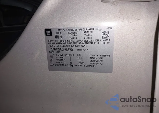 2GNFLCEK6C6280989: 43759367