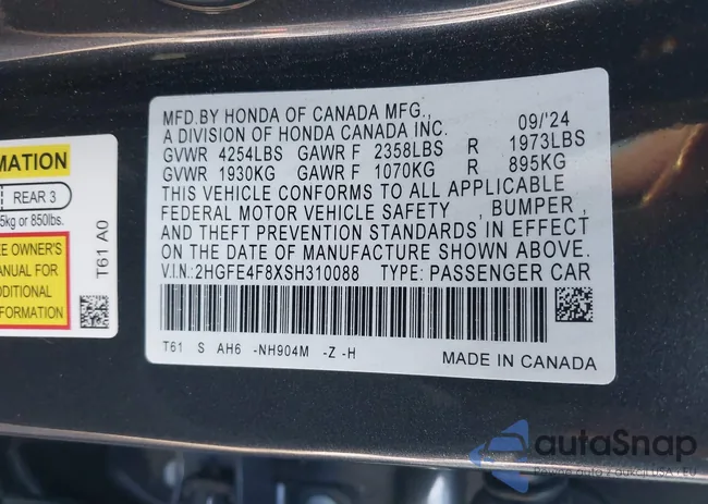 2HGFE4F8XSH310088: 43759540