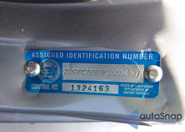 2HGFC2F89KH603457: 43759556