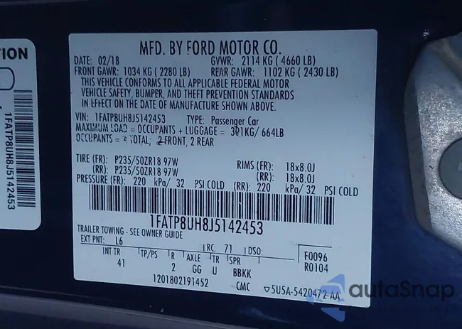 1FATP8UH8J5142453: 43758665