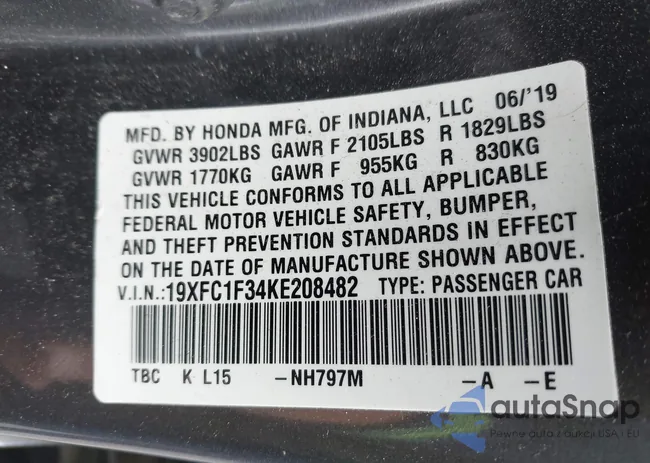 19XFC1F34KE208482: 43760107