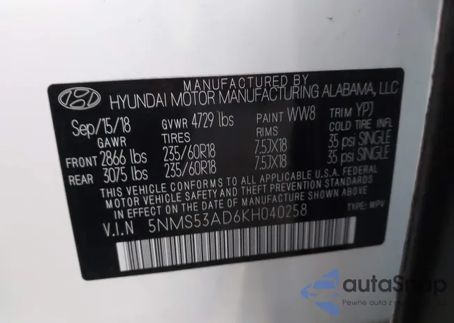 5NMS53AD6KH040258: 43760285