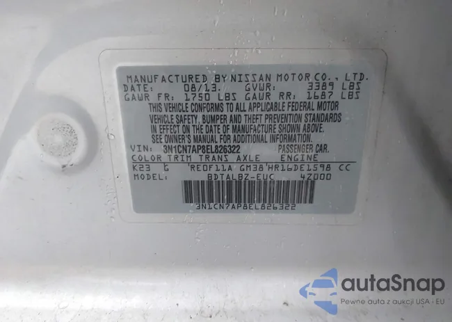 3N1CN7AP8EL826322: 43760405