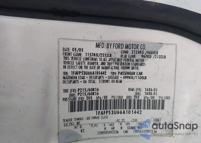 1FAFP53U66A101442: 43759792