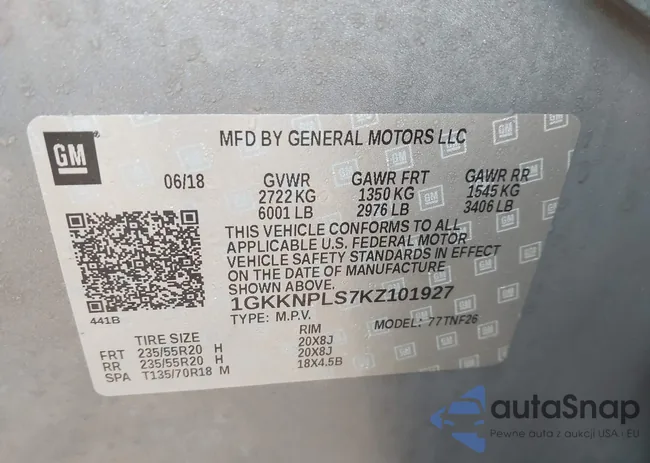 1GKKNPLS7KZ101927: 43759882