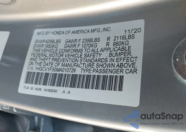 1HGCV1F50MA010729: 43759994