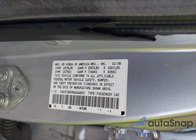 1HGCP36838A044833: 43761006