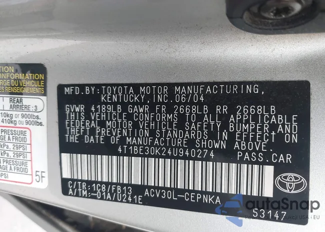 4T1BE30K24U940274: 43761039